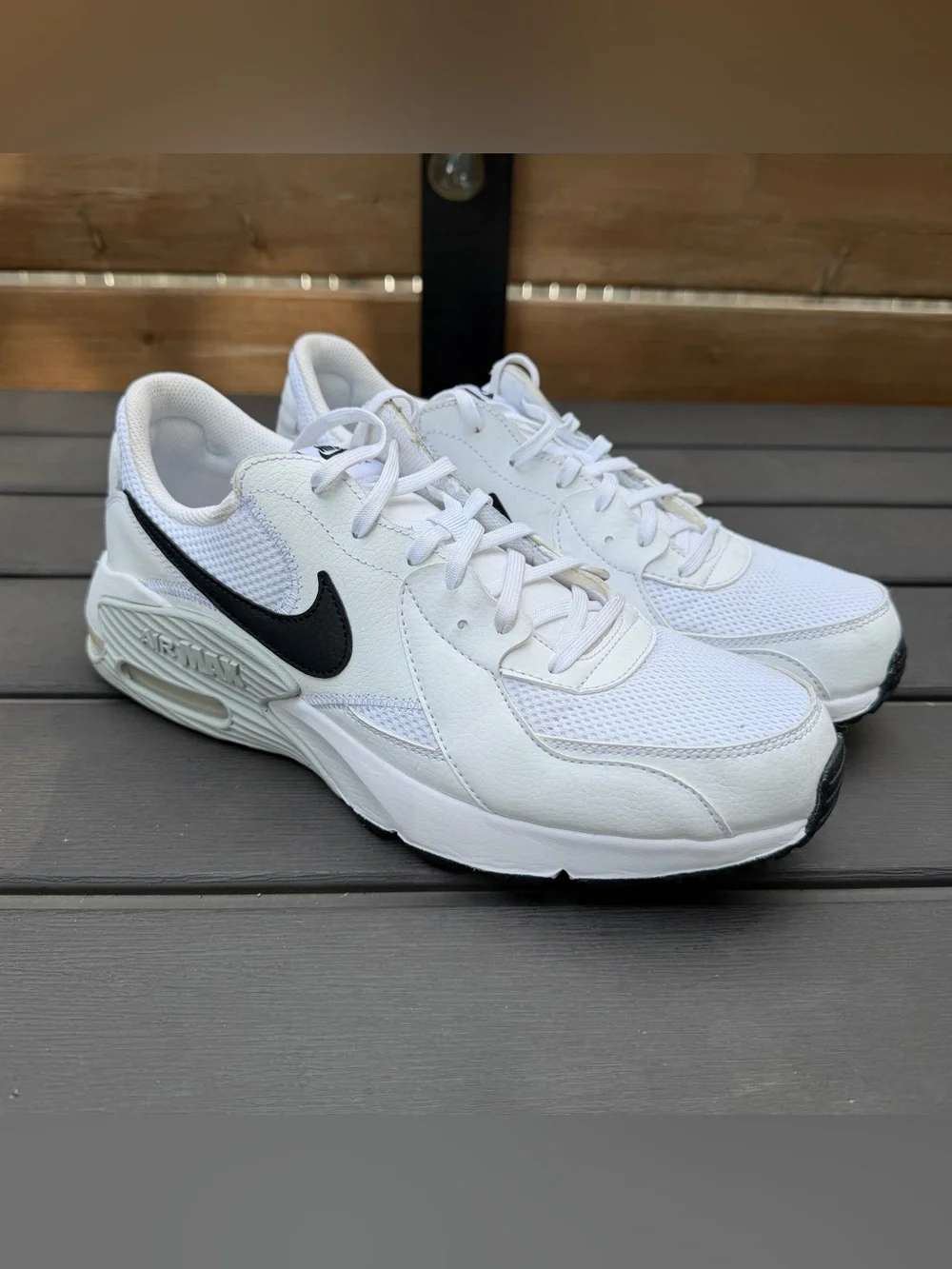 Nike Air Max Excee White Black Check Size 11.5 CD4165-100 Lace Up Low Top 2019